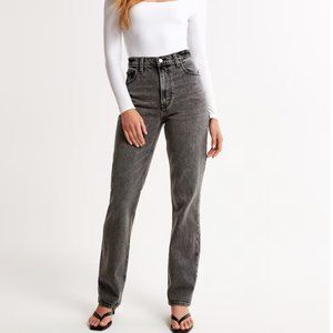 Abercrombie grey Ultra High Rise 90s Straight Jean
